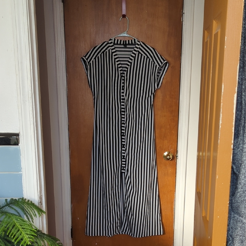 SHEIN Black and White Striped Maxi Dress